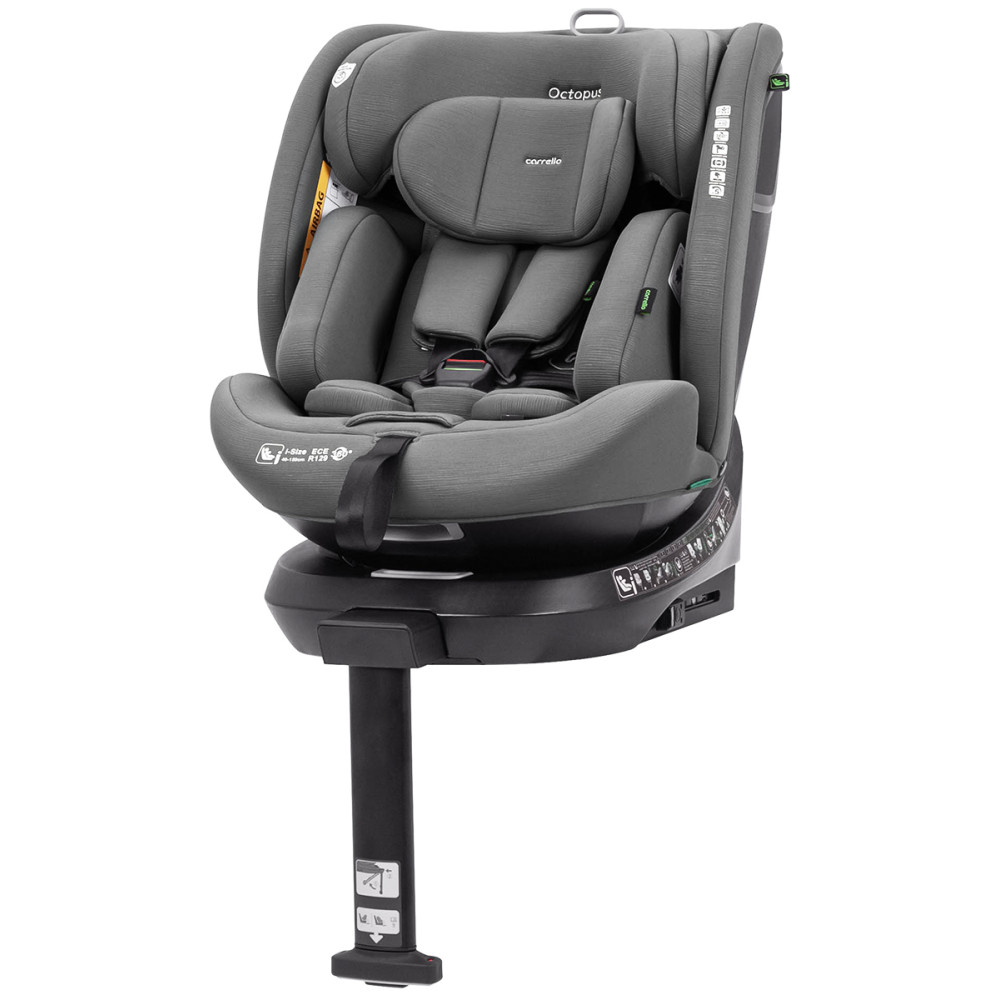 Carrello Octopus CRL-16002 - детское автокресло i-Size (0 – 12 лет / 40 – 150 см) с функцией поворота 360 по ходу и против направления движения, крепление Isofix • Seashell Grey