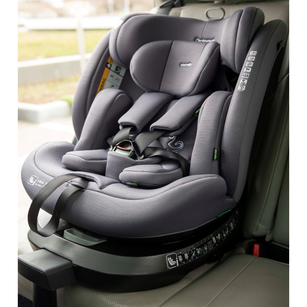 Carrello Octopus CRL-16002 - детское автокресло i-Size (0 – 12 лет / 40 – 150 см) с функцией поворота 360 по ходу и против направления движения, крепление Isofix • Seashell Grey