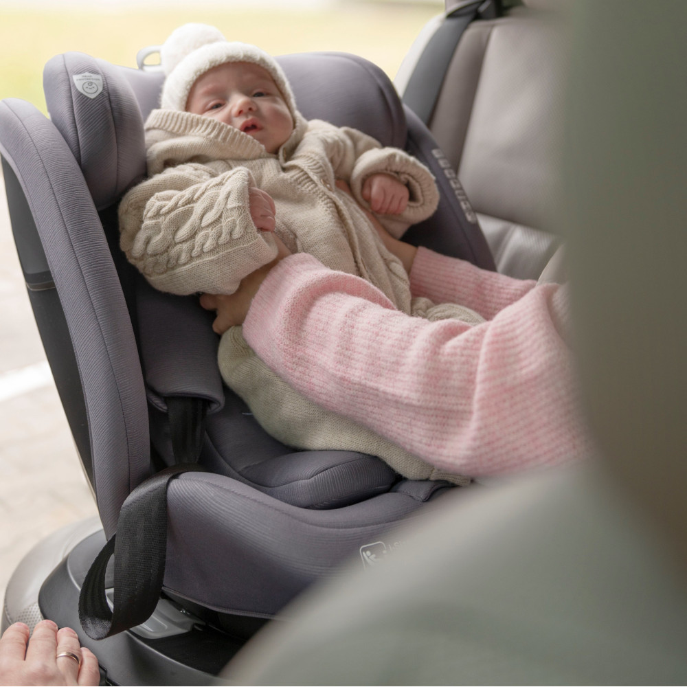 Carrello Octopus CRL-16002 - детское автокресло i-Size (0 – 12 лет / 40 – 150 см) с функцией поворота 360 по ходу и против направления движения, крепление Isofix • Seashell Grey