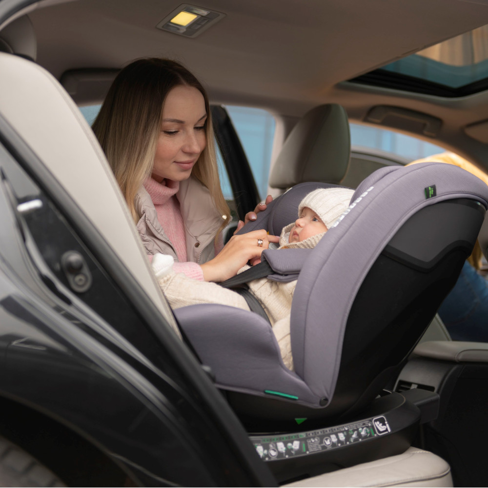 Carrello Octopus CRL-16002 - детское автокресло i-Size (0 – 12 лет / 40 – 150 см) с функцией поворота 360 по ходу и против направления движения, крепление Isofix • Seashell Grey