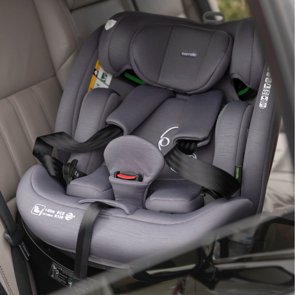 Carrello Octopus CRL-16002 - детское автокресло i-Size (0 – 12 лет / 40 – 150 см) с функцией поворота 360 по ходу и против направления движения, крепление Isofix • Seashell Grey