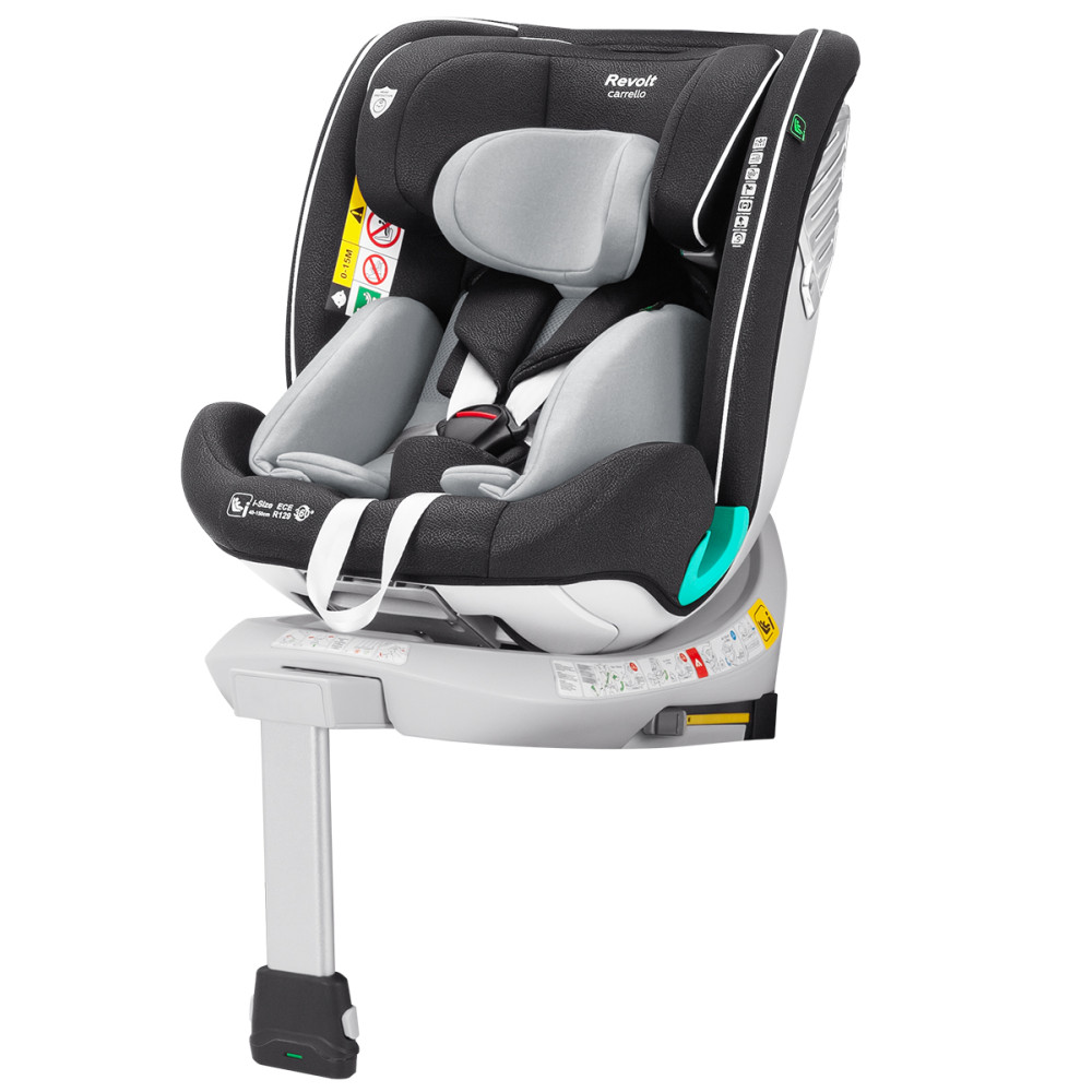 Carrello Revolt CRL-15805 - детское автокресло i-Size (0 – 12 лет / 40 – 150 см) с функцией поворота 360 по ходу и против направления движения, крепление Isofix • Sky Grey