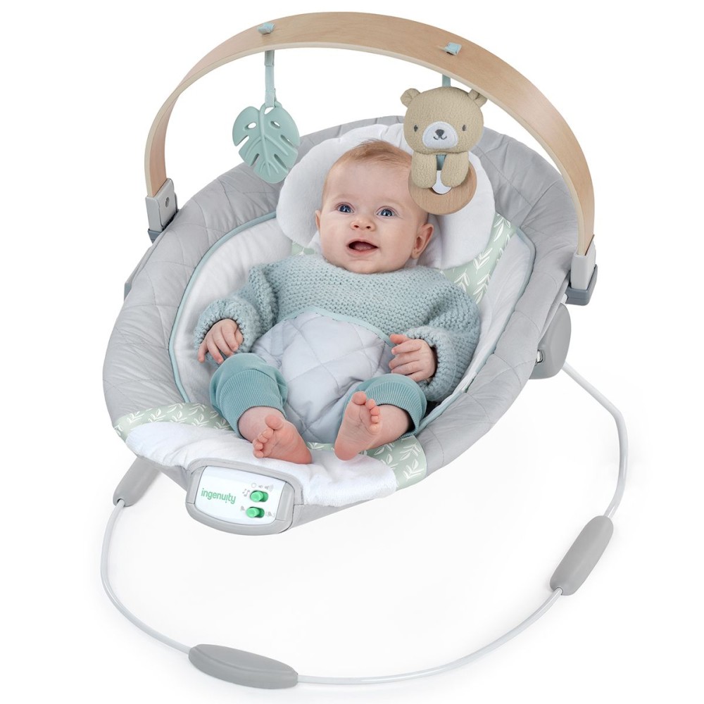 Ingenuity Cozy Spot - шезлонг для новонароджених з режимом вібрації та звуковими ефектами • Bear (13104)