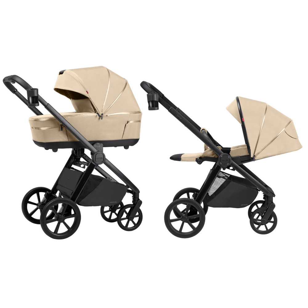 Carrello Omega Plus CRL-6540 - дитяча коляска 2 в 1, всесезонний візочок з ліхтариком LED • Solar Beige