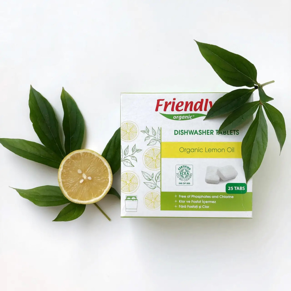 Органічні таблетки для миття посуду в посудомийній машині Friendly Organic, лимон 25 табл. (FR1864)