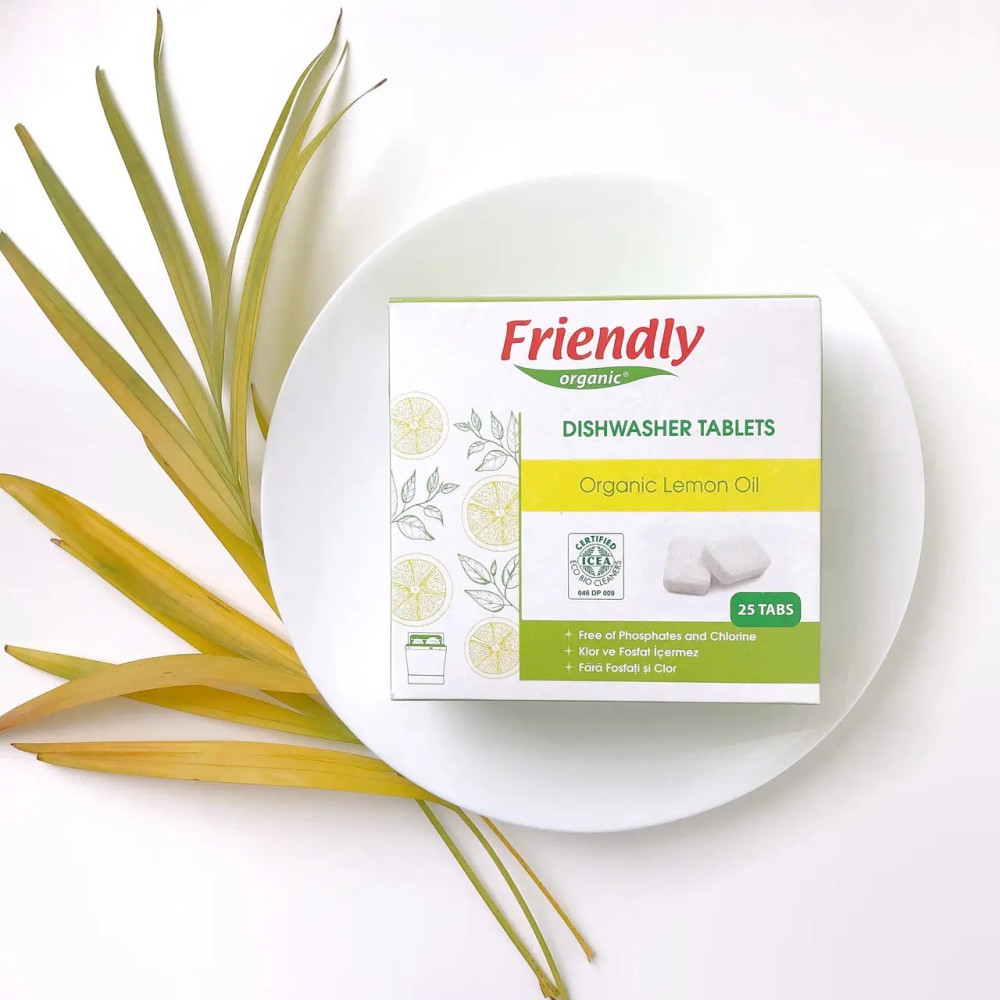 Органічні таблетки для миття посуду в посудомийній машині Friendly Organic, лимон 25 табл. (FR1864)