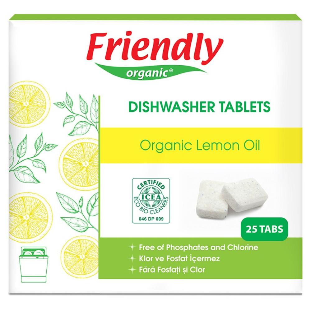 Органічні таблетки для миття посуду в посудомийній машині Friendly Organic, лимон 25 табл. (FR1864)