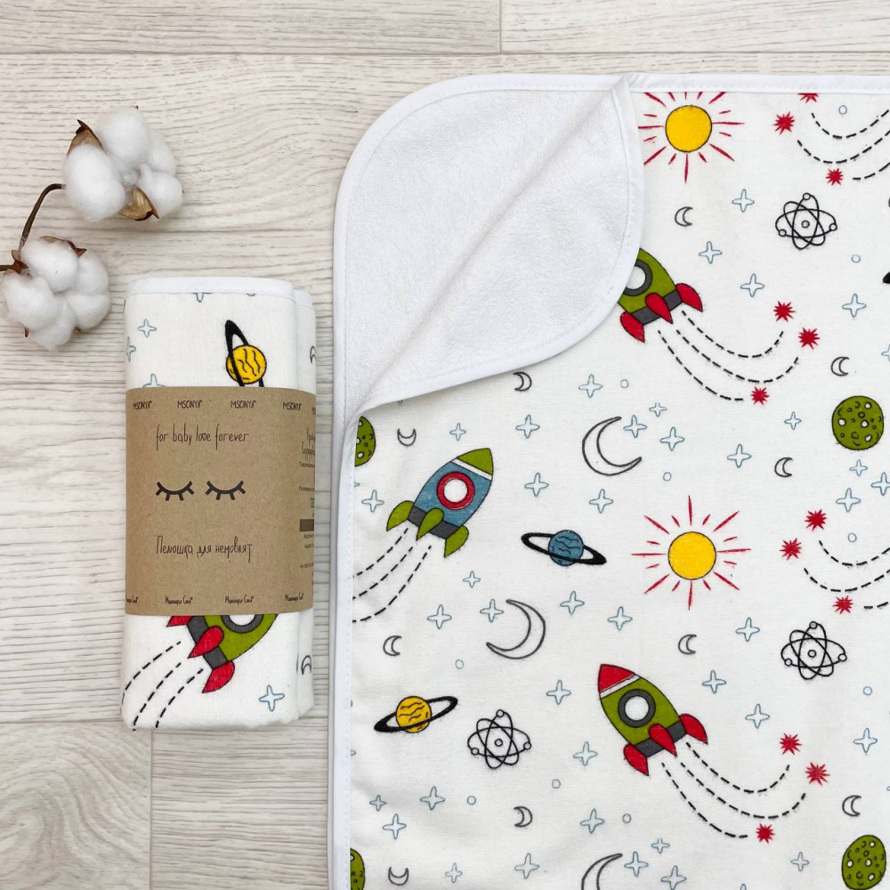 Непромокаемая пеленка Маленькая Соня 50*80 Фланель Ракеты (11565757)