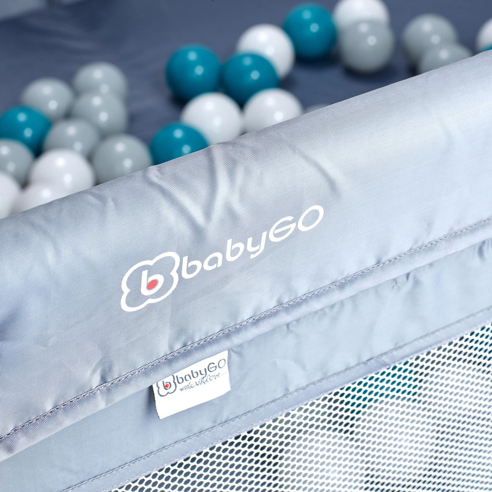 Ігровий манеж BabyGO Playpark з 48 кульками, сірий (7701)