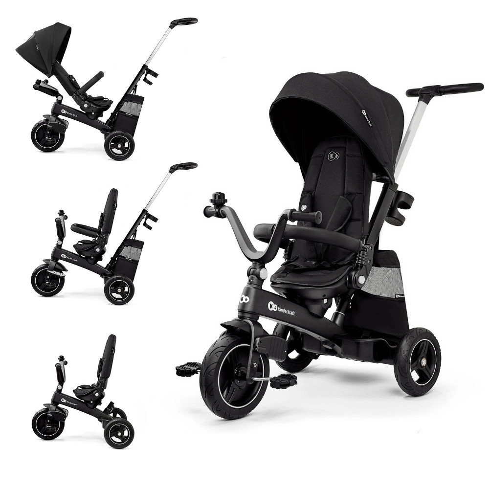 Kinderkraft Easytwist - трехколесный модульный велосипед с возможностью реверсивного хода (от 9 месяцев до 5 лет) • Black (KREASY00BLK0000)