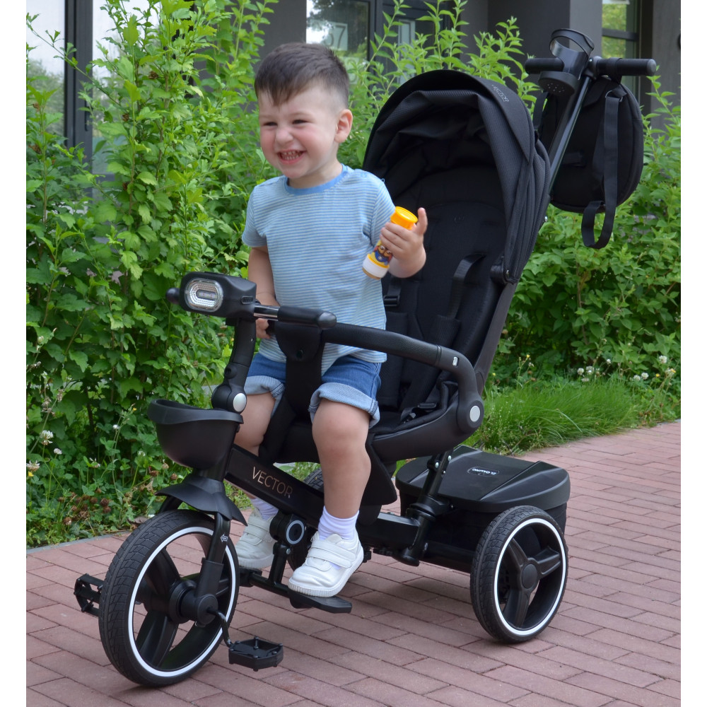 Дитячий велосипед з ручкою El Camino Vector Black поворотне