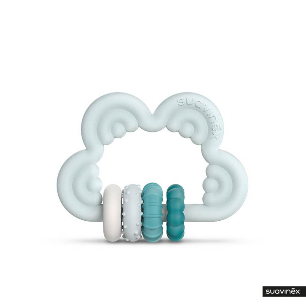 Прорезыватель силиконовый с погремушкой Suavinex Step 3, голубой (401441)