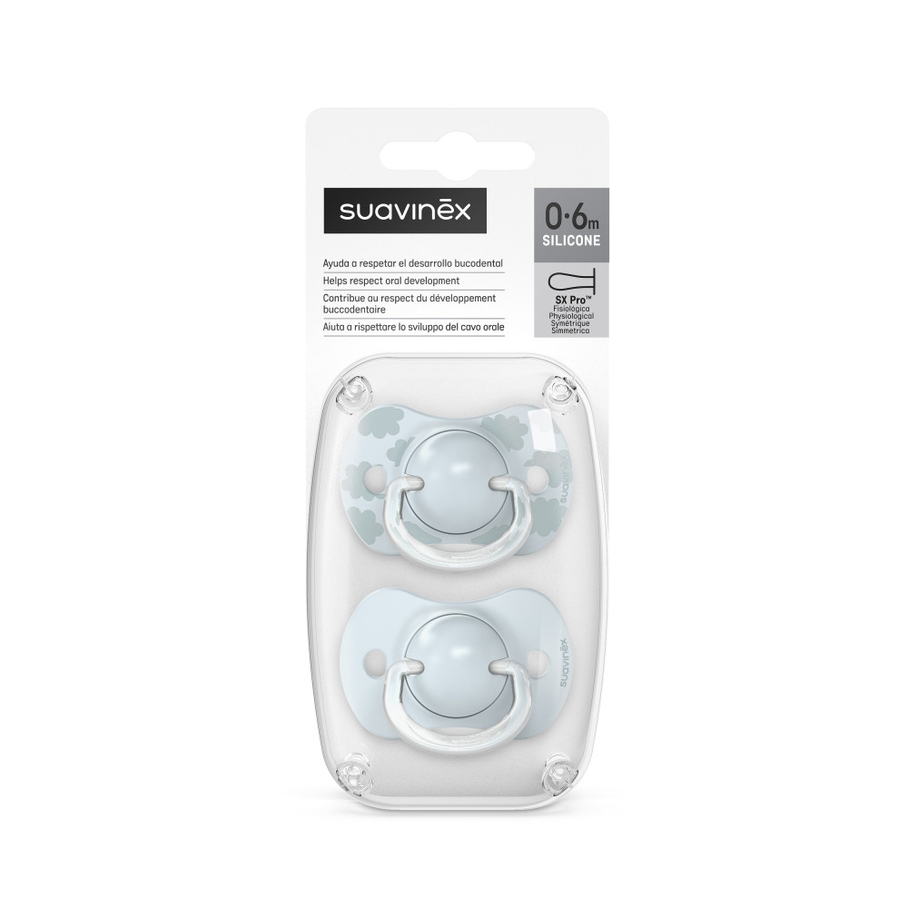 Пустышка физиологическая силиконовая Suavinex Dreams 0-6 мес, голубой, 2 шт (308270)