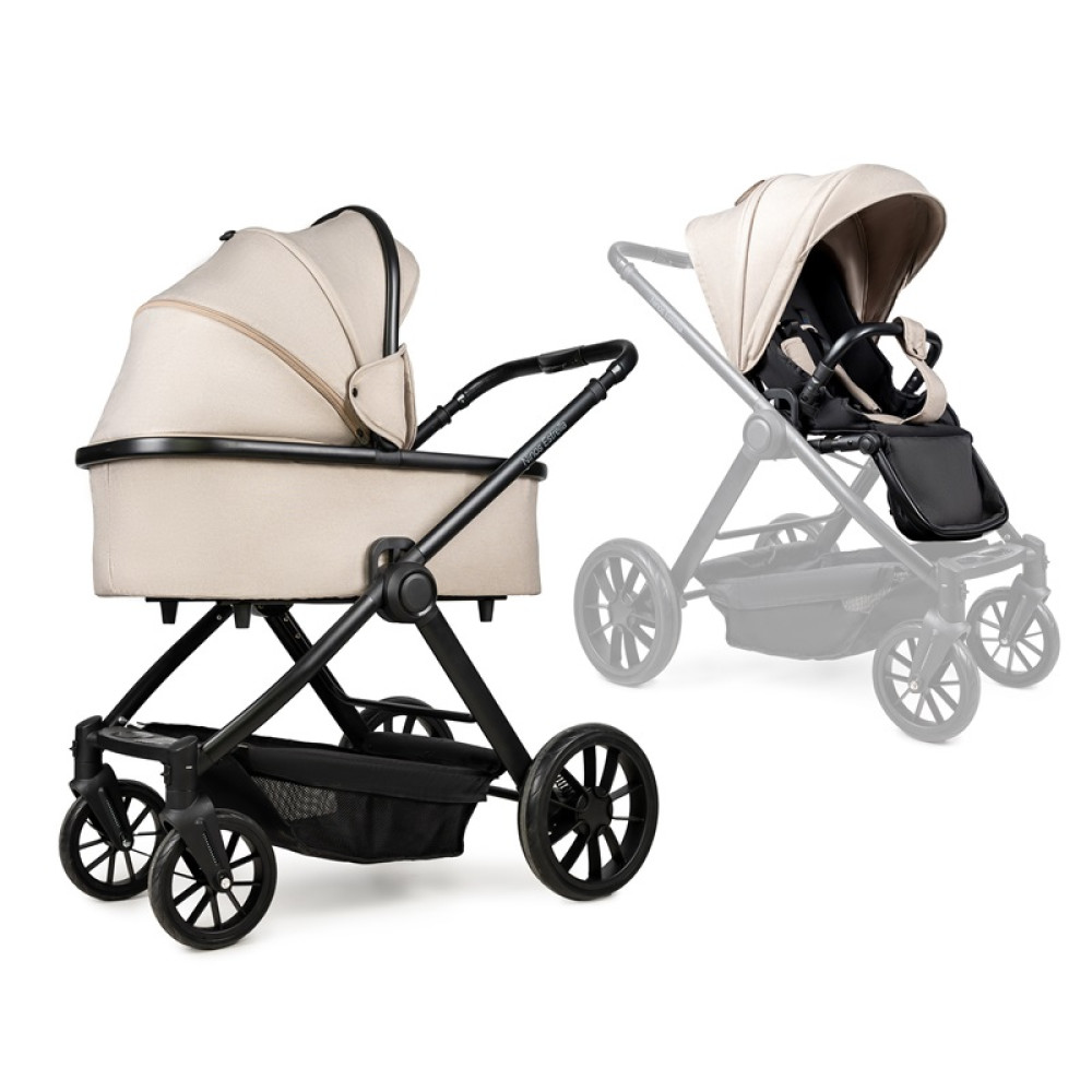 Ninos Estrella - всесезонна дитяча коляска 2 в 1 з реверсивним прогулянковим блоком • Beige Black
