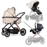 Ninos Estrella - всесезонна дитяча коляска 3 в 1 з реверсивним прогулянковим блоком та автолюлькою • Beige Gold
