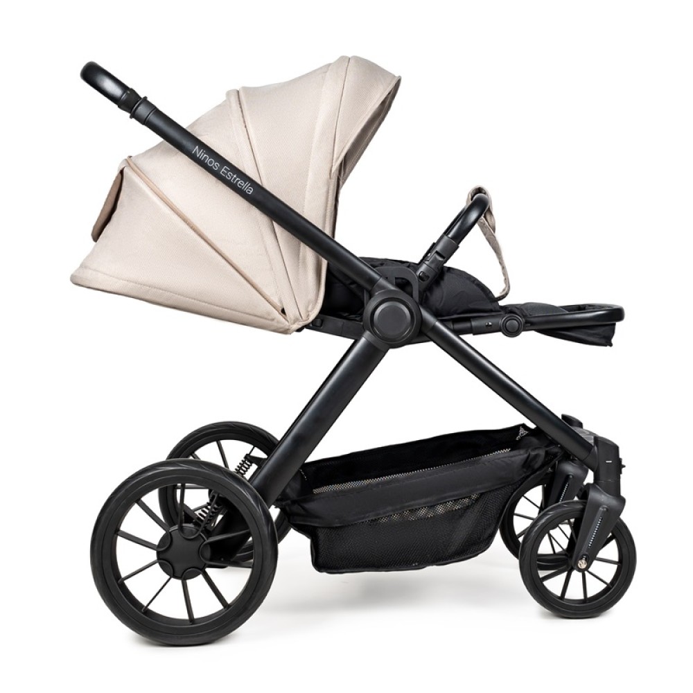 Ninos Estrella - всесезонна дитяча коляска 3 в 1 з реверсивним прогулянковим блоком та автолюлькою • Beige Black