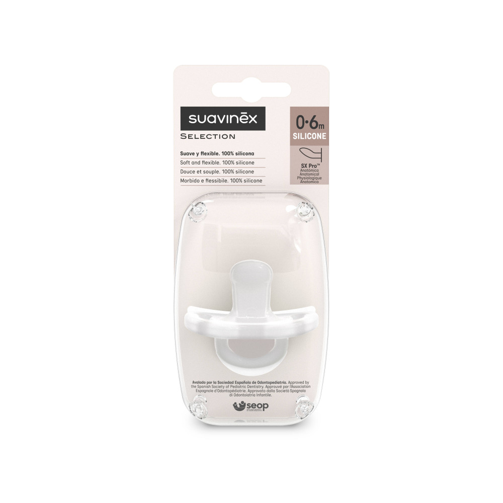 Пустышка анатомическая силиконовая Suavinex Colour Essence 0-6 мес, прозрачный (308087)
