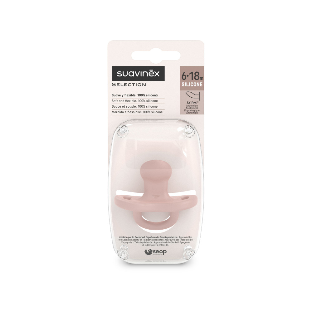 Пустушка анатомічна силіконова Suavinex Colour Essence 6-18 міс, нюдовий (308080)