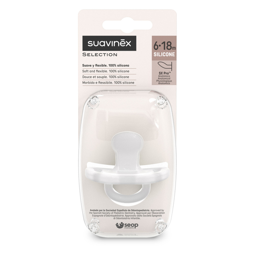 Пустушка анатомічна силіконова Suavinex Colour Essence 6-18 міс, прозорий (308081)