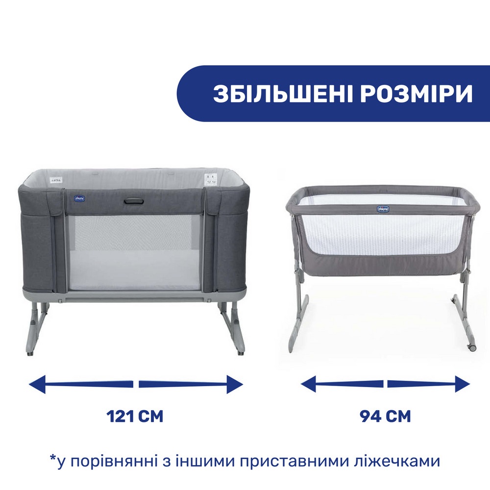 Chicco Next2Me Forever - дитяче приставне ліжечко-трансформер 3 в 1 (від народження до 4 років) • чорний з сірим (79650.04)
