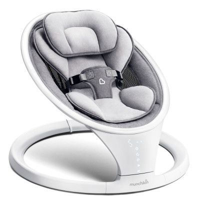 Munchkin Baby Swing - заколисуючий центр для новонароджених, шезлонг-гойдалка з автоматичним закачуванням і функцією Bluetooth • Gray (9029001)
