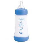 Бутылочка для кормления с силиконовой соской Chicco Perfect 5 Love, 240 мл, 2м+, голубой (20223.21.40)