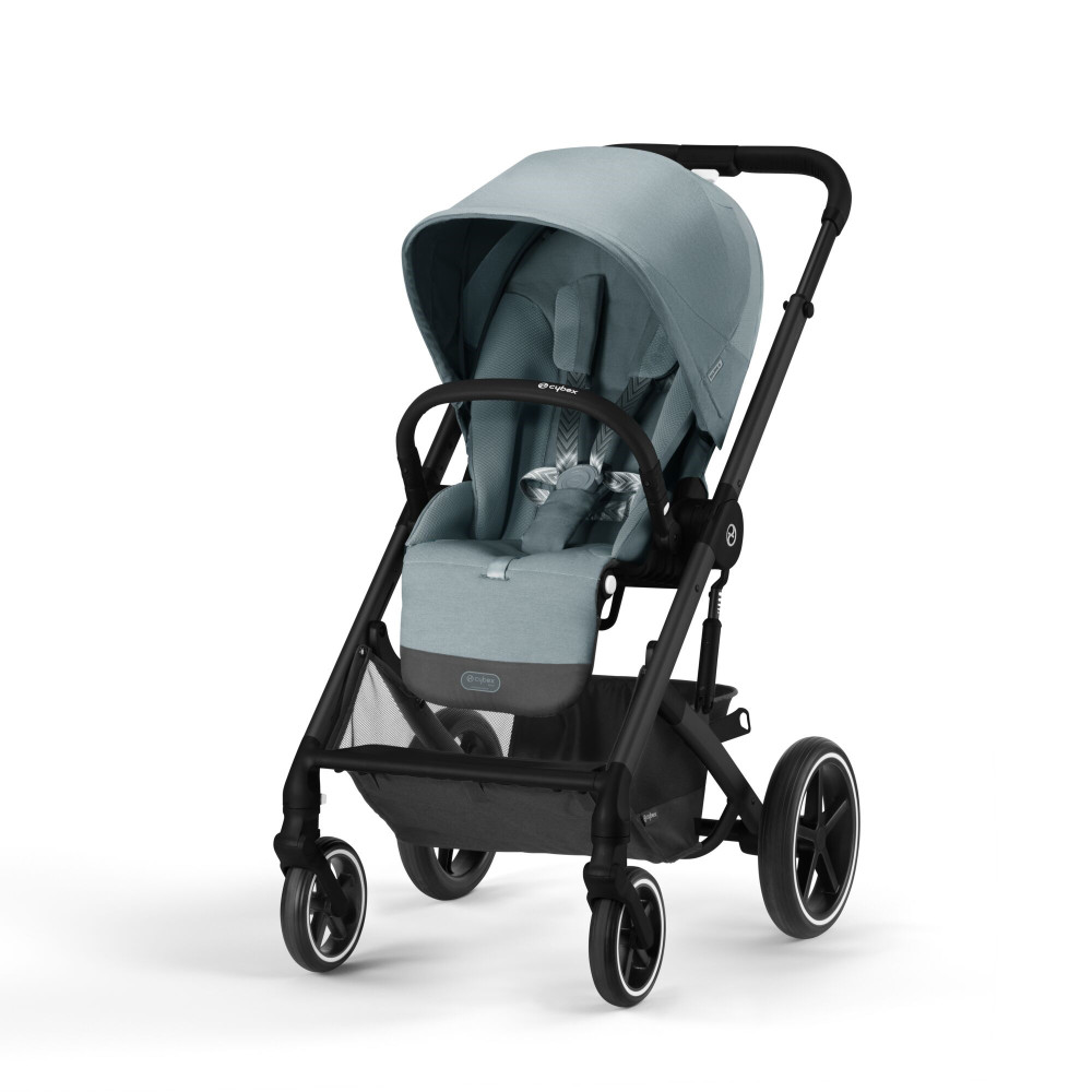 Cybex Balios S Lux - дитяча коляска 3в1 з автокріслом Aton B2 i-Size (чорний) для новонароджених • BLK Sky Blue