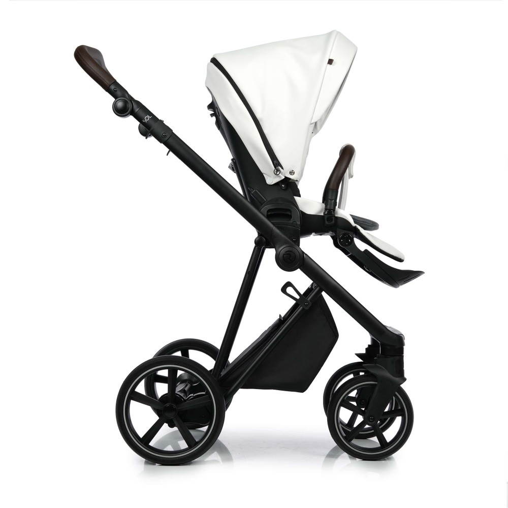 Roan Ivi 2.0 - детская коляска 2в1, всесезонная из эко-кожи ECO, мягкая амортизация, солнцезащитный козырек в комплекте • White ECO (R-IE-WE)