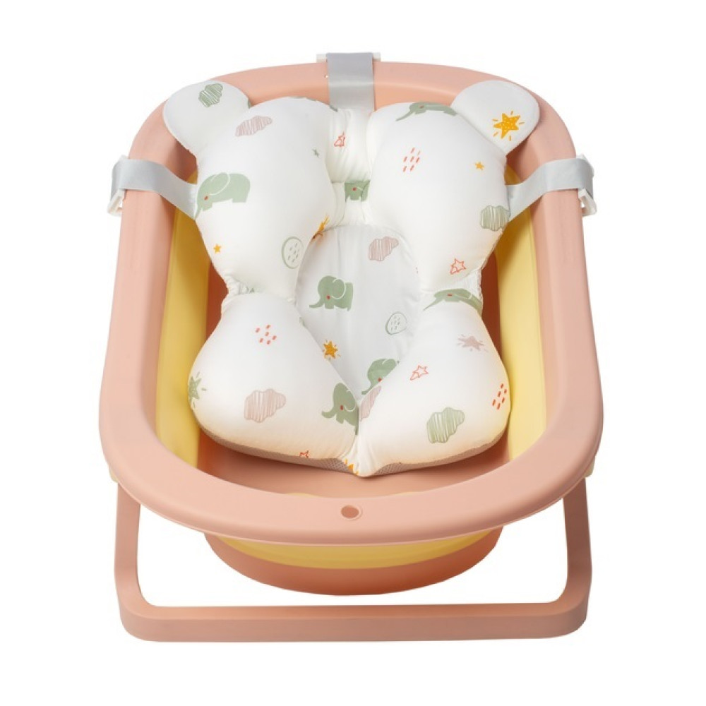 Набір Babyhood ванночка складана Комфорт Плюс з термометром (рожева) + гірка для купання (слоненя або зорепад)