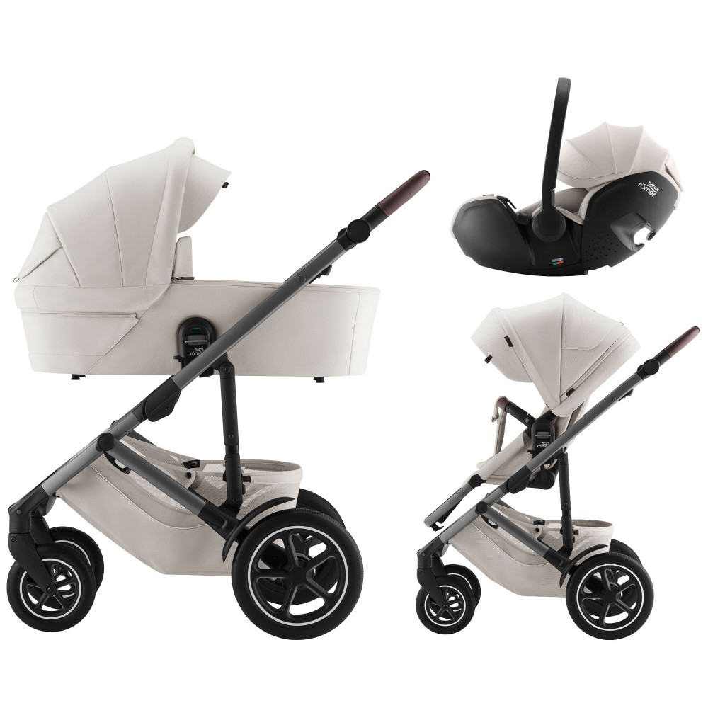 Britax Romer Smile 5Z - всесезонная детская коляска 3 в 1 с автокреслом для младенца Britax Romer Baby-Safe Pro • Soft Taupe LUX Collection