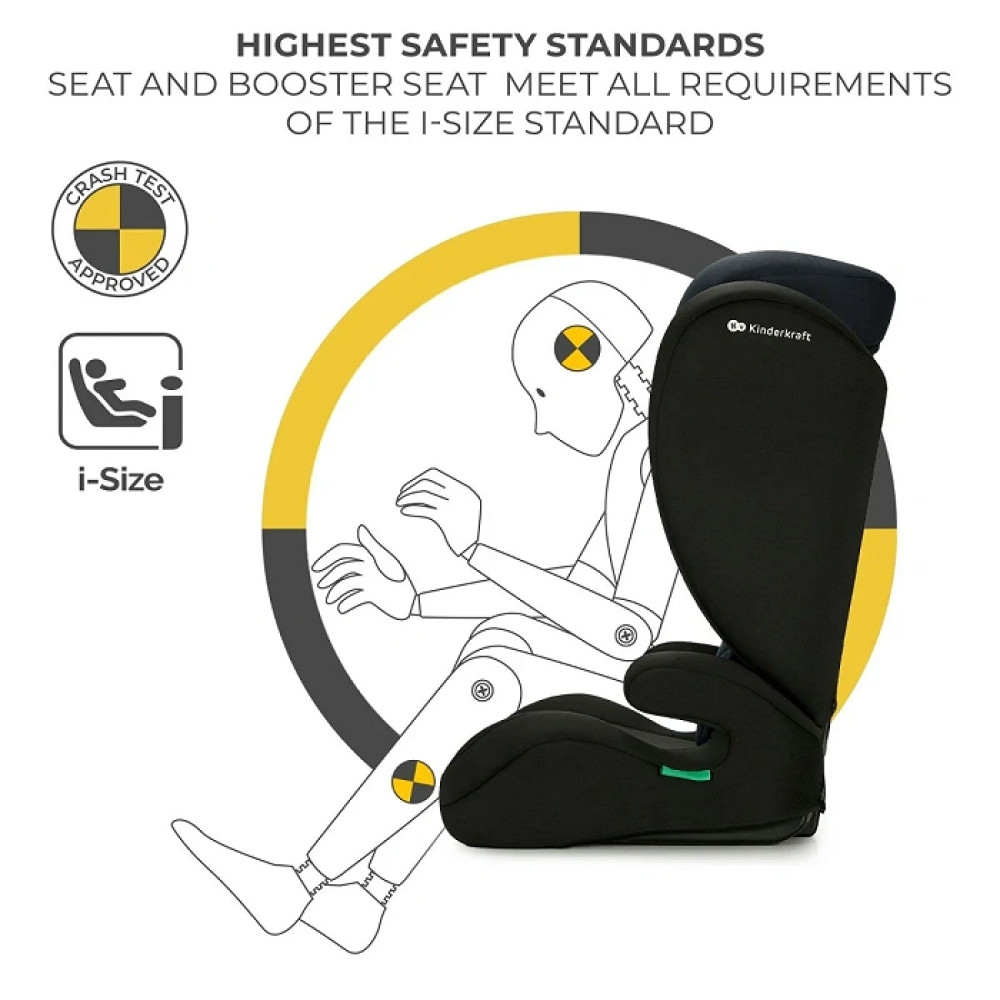 Kinderkraft i-Spark - дитяче автокрісло (від 3.5 до 12 років / 100 - 150 см) • Black (KCISPA00BLK0000)