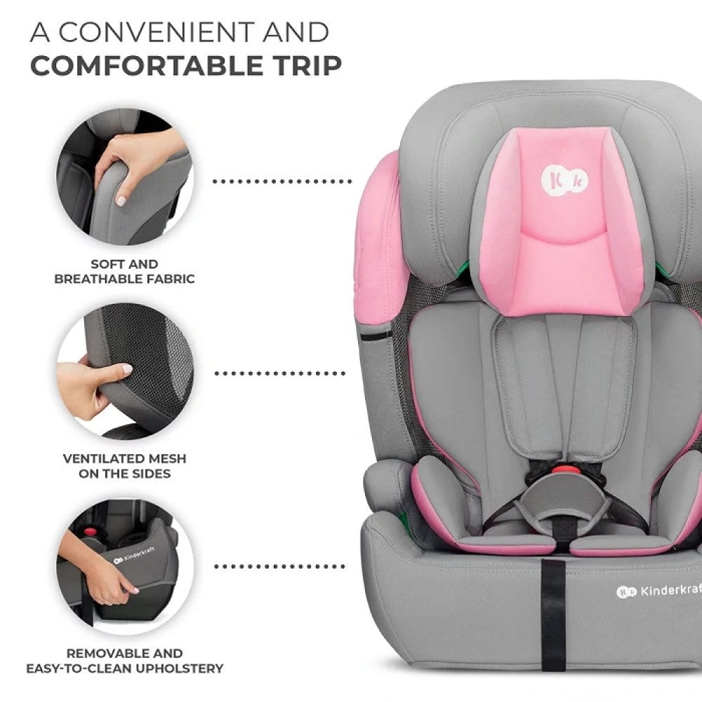 Kinderkraft Comfort Up i-Size - автокресло для детей (от 15 месяцев до 12 лет) • Pink (KCCOUP02PNK0000)