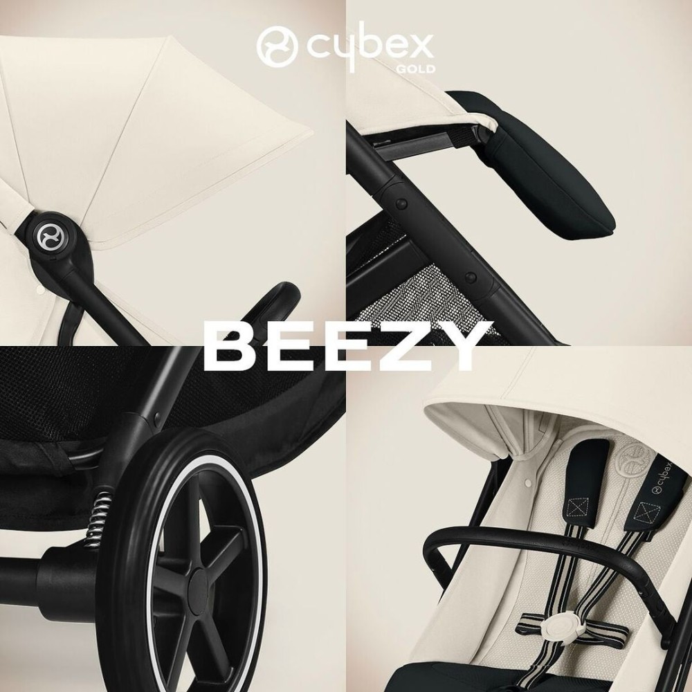Cybex Beezy - прогулочная коляска, компактное складывание, ремень с одним натяжением • Canvas White