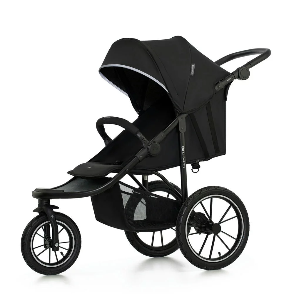 Kinderkraft Helsi - прогулочная коляска для бега и спорта, большие колеса • Deep Black (KSHELS00BLK0000)