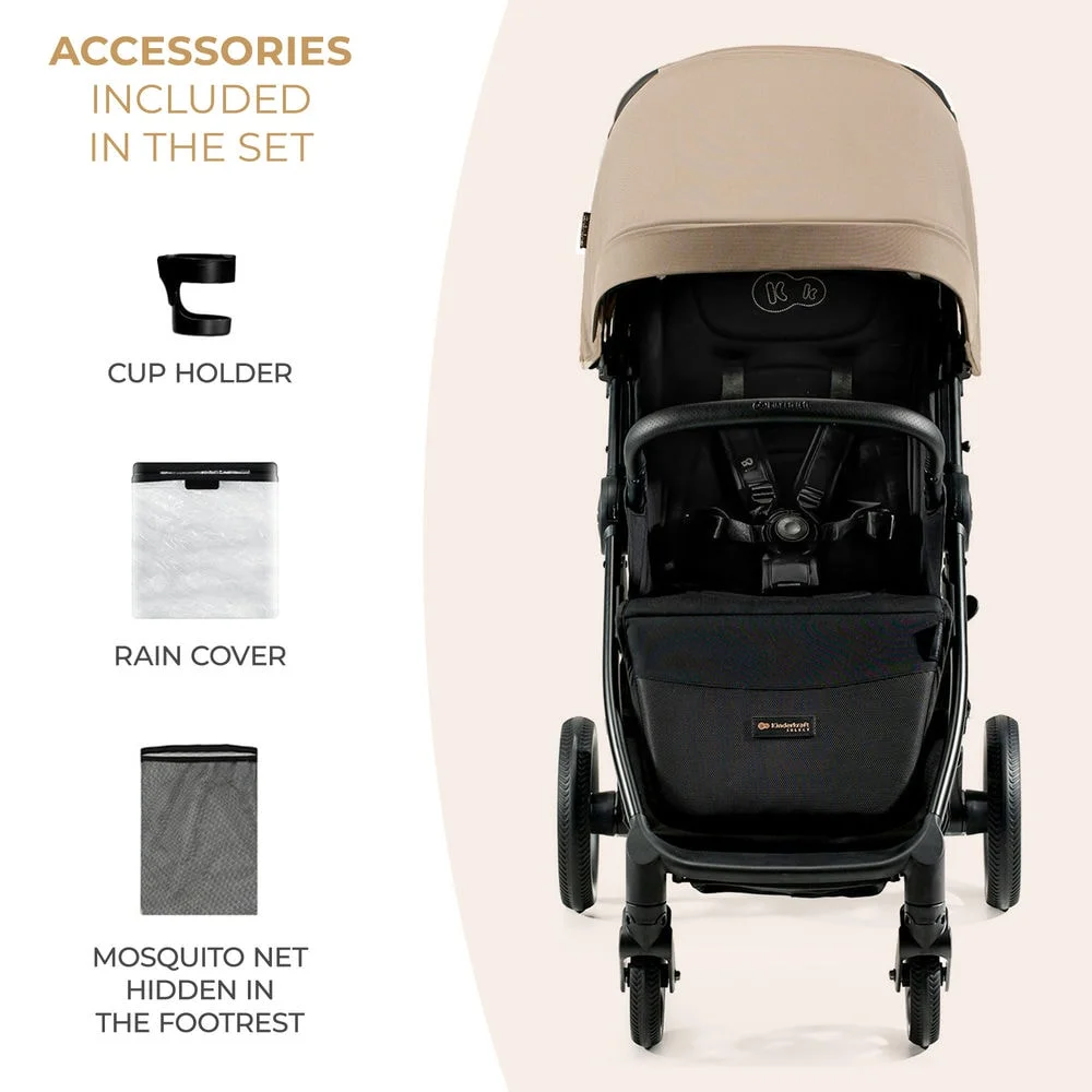Kinderkraft Mitzy - прогулянкова коляска з великими колесами, портативна Bluetooth-колонка iDance Cuty Sealion 10W в подарунок • Linen Beige (KSMITZ00BEG0000)