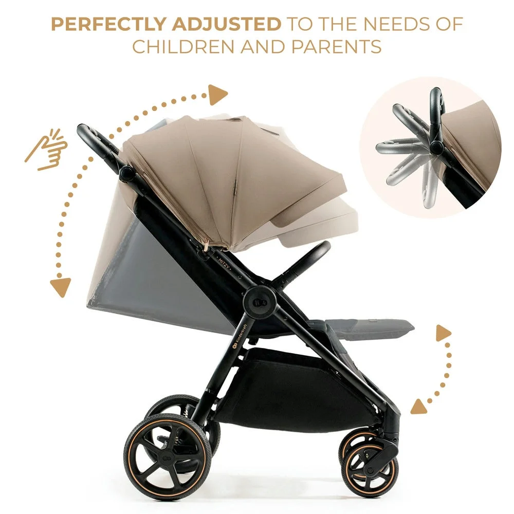 Kinderkraft Mitzy - прогулянкова коляска з великими колесами, портативна Bluetooth-колонка iDance Cuty Sealion 10W в подарунок • Linen Beige (KSMITZ00BEG0000)