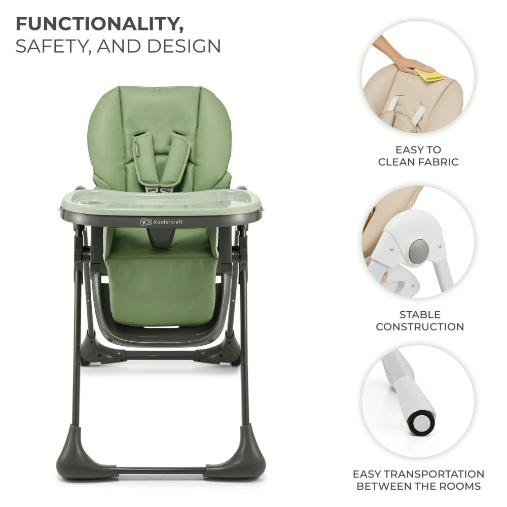 Kinderkraft Tummie - стільчик для годування 2 в 1 • Green (KHTUMM00GRE0000)