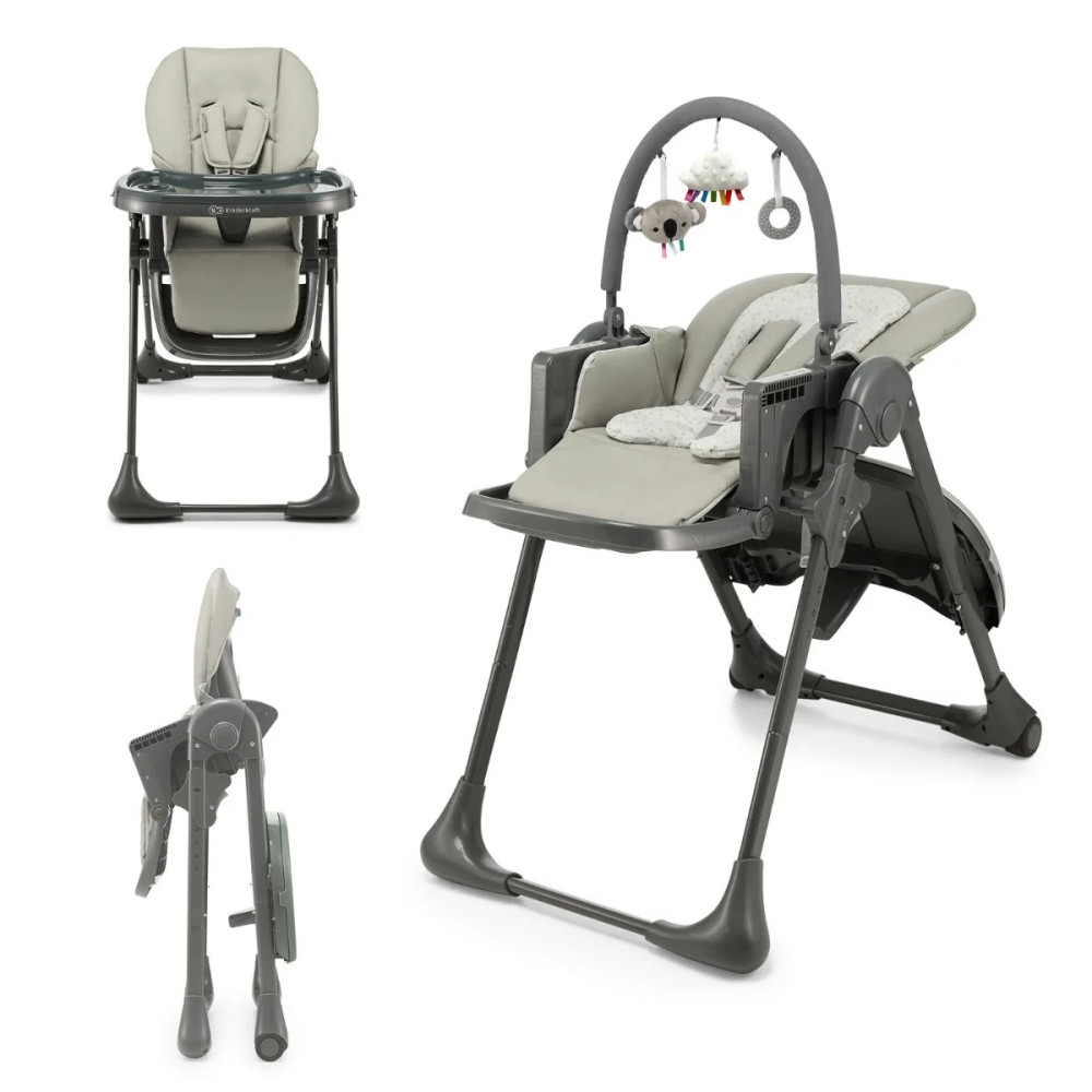 Kinderkraft Tummie - стульчик для кормления 2 в 1 • Grey (KHTUMM00GRY0000)