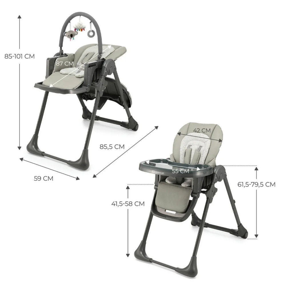 Kinderkraft Tummie - стульчик для кормления 2 в 1 • Grey (KHTUMM00GRY0000) Kinderkraft Tummie - стульчик для кормления 2 в 1 • Grey (KHTUMM00GRY0000)