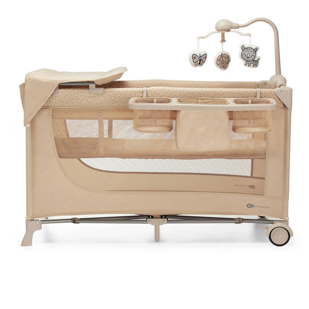 Kinderkraft Joy 2 - переносне компактне ліжко-манеж з пеленатором та іграшками • Beige (KLJOY02BEG000AC)