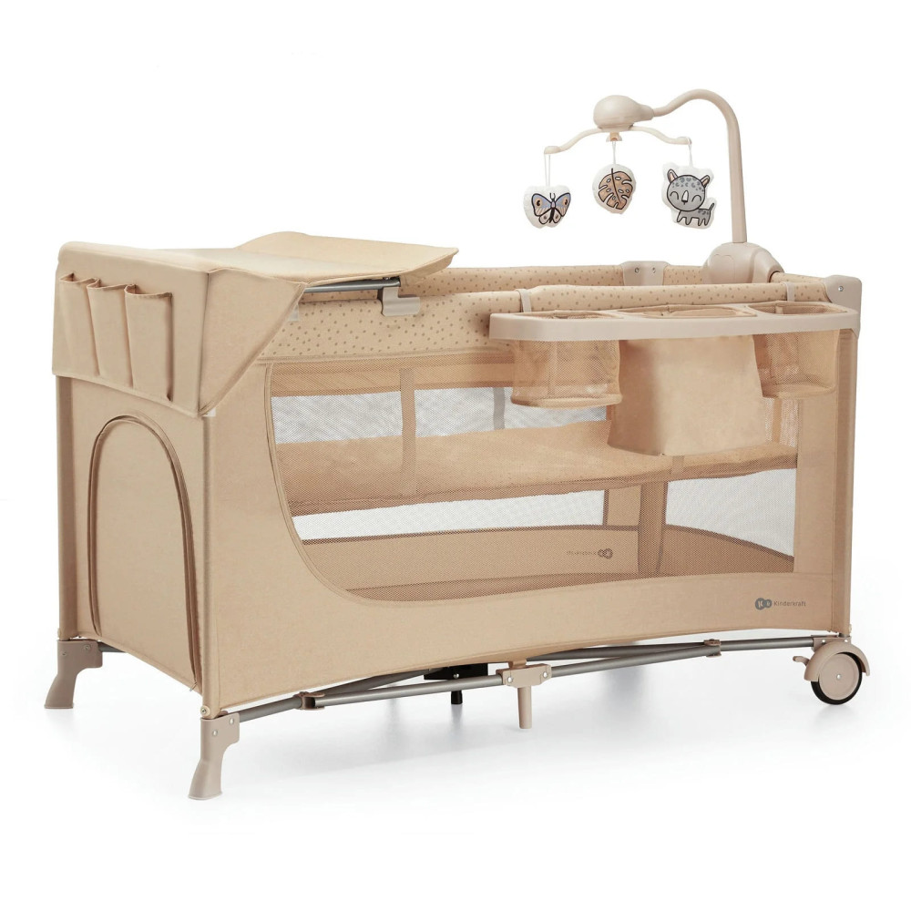 Kinderkraft Joy 2 - переносне компактне ліжко-манеж з пеленатором та іграшками • Beige (KLJOY02BEG000AC)