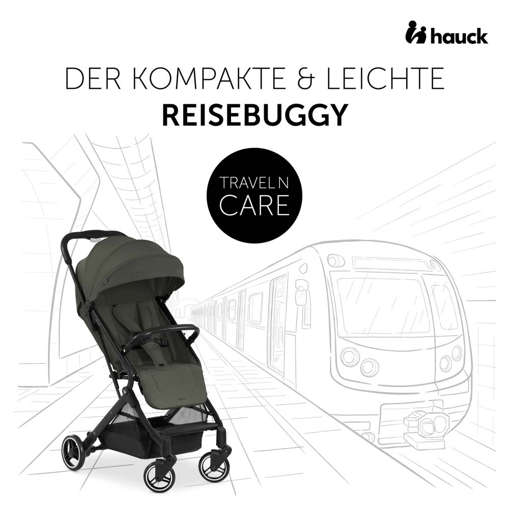 Hauck Travel N Care - прогулочная коляска, легкая коляска, компактное складывание • Dark Olive Hauck Travel N Care - прогулочная коляска, легкая коляска, компактное складывание • Dark Olive