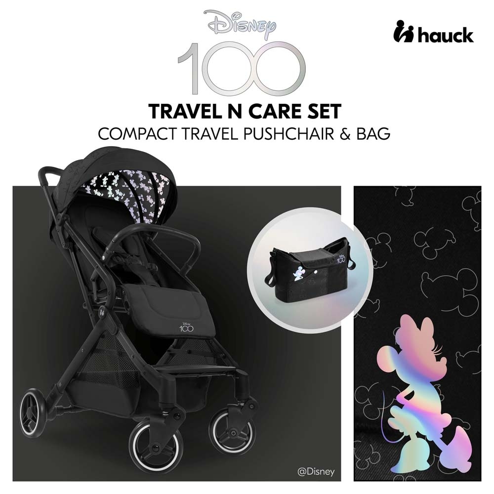 Hauck Travel N Care Disney - прогулочная коляска, легкая коляска, компактное складывание, в комплекте с органайзером • 100 Black Hauck Travel N Care Disney - прогулочная коляска, легкая коляска, компактное складывание, в комплекте с органайзером • 100 Black