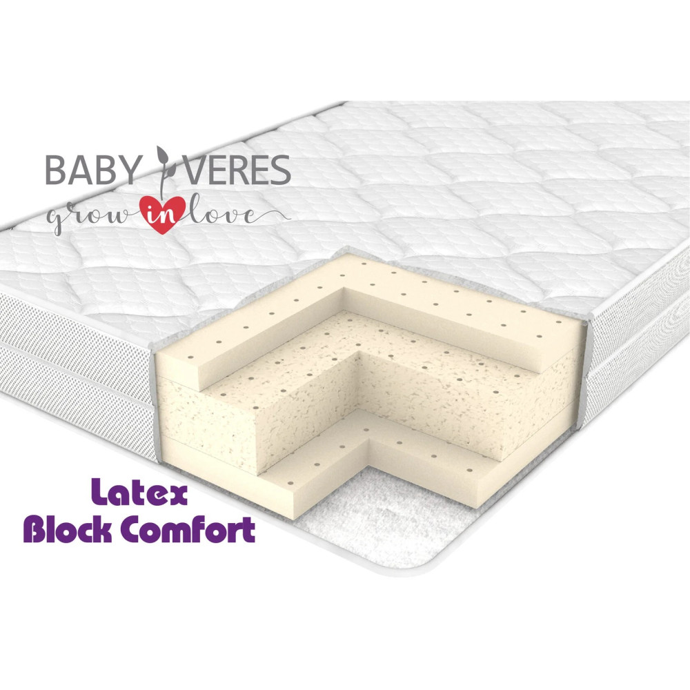 Baby Veres Latex Block comfort - матрац з дихаючим ефектом (натуральний латекс, латексний блок Coral) • 120х60х10 см