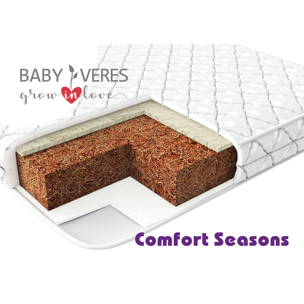 Baby Veres Comfort Seasons - матрац з двосторонньою основою (кокосова койра, натуральна вовна, бавовна) • 120х60х10 см Baby Veres Comfort Seasons - матрац з двосторонньою основою (кокосова койра, натуральна вовна, бавовна) • 120х60х10 см
