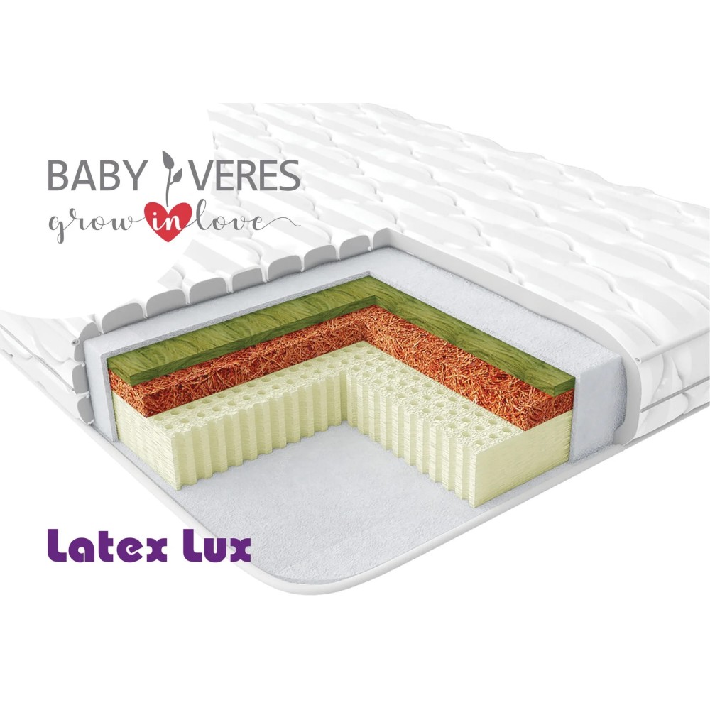Baby Veres Latex LUX - матрац для новонародженого (неткане волокно, лляне волокно, натуральний латекс, кокосова койра) • 120х60х10 см