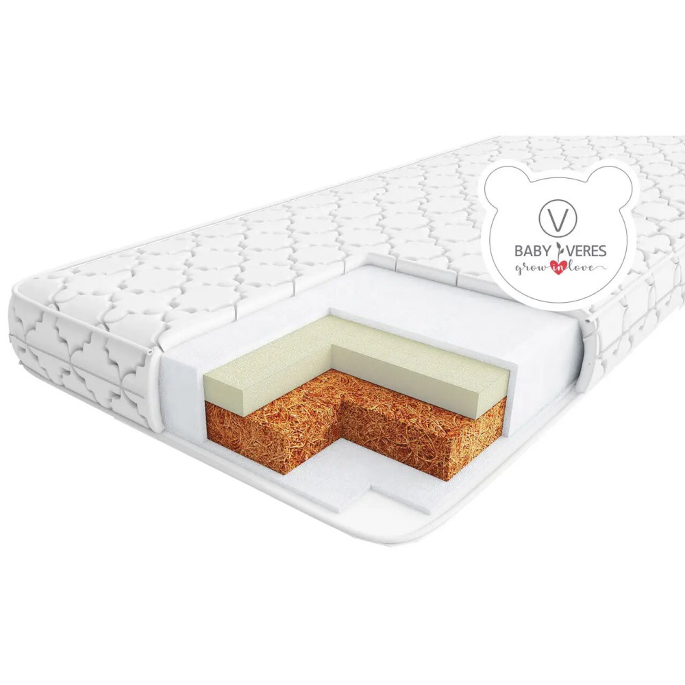 Baby Veres Memory Bi+ - детский матрас с разной жесткостью сторон (бавовна, бікокос, memory foam) • 120x60x10 см