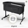 Espiro Cloud - приставная детская кроватка на колесах, манеж (4 колеса, регулировка высоты, сумка для переноски в комплекте) • 10 Black Shadow