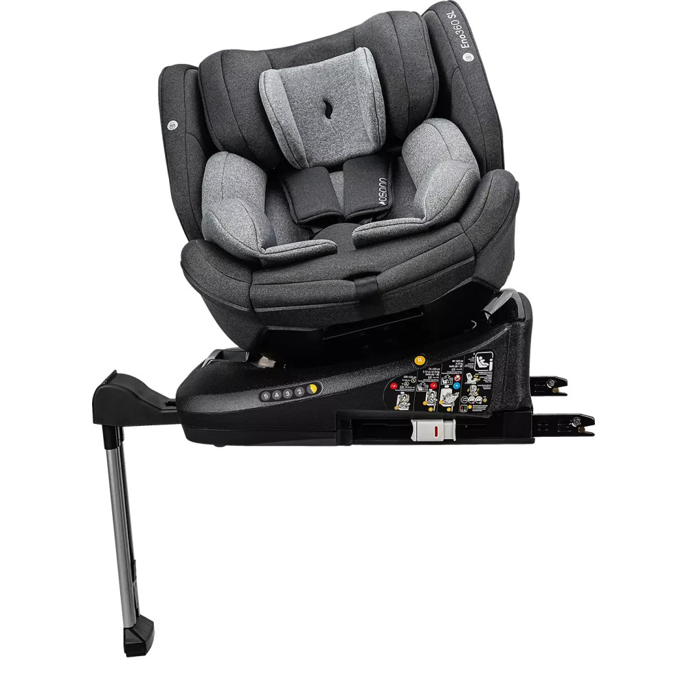 Osann Eno360 SL i-Size - автокресло для детей (от 0 до 12 лет / 40 - 150 см), поворотное (360), крепление ISOFIX с упором в пол • Dark Grey Melange