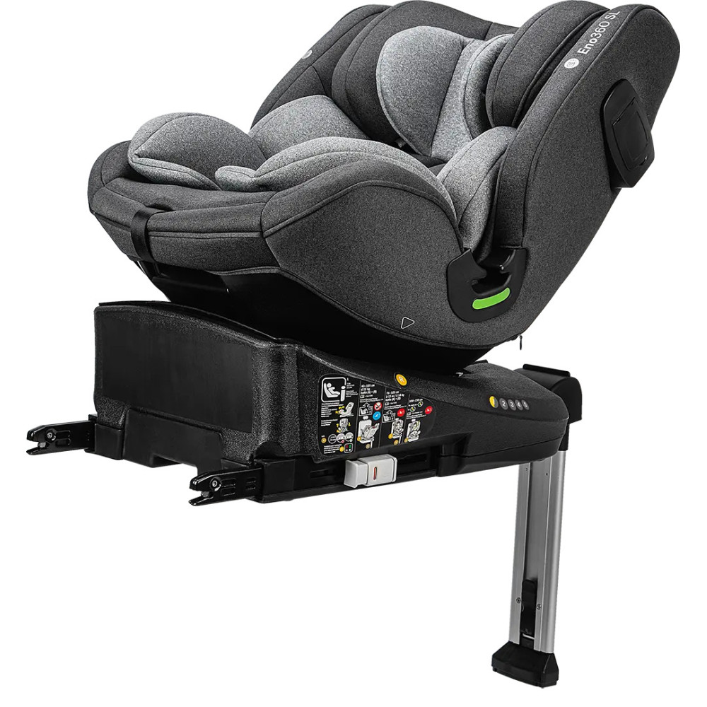 Osann Eno360 SL i-Size - автокресло для детей (от 0 до 12 лет / 40 - 150 см), поворотное (360), крепление ISOFIX с упором в пол • Dark Grey Melange